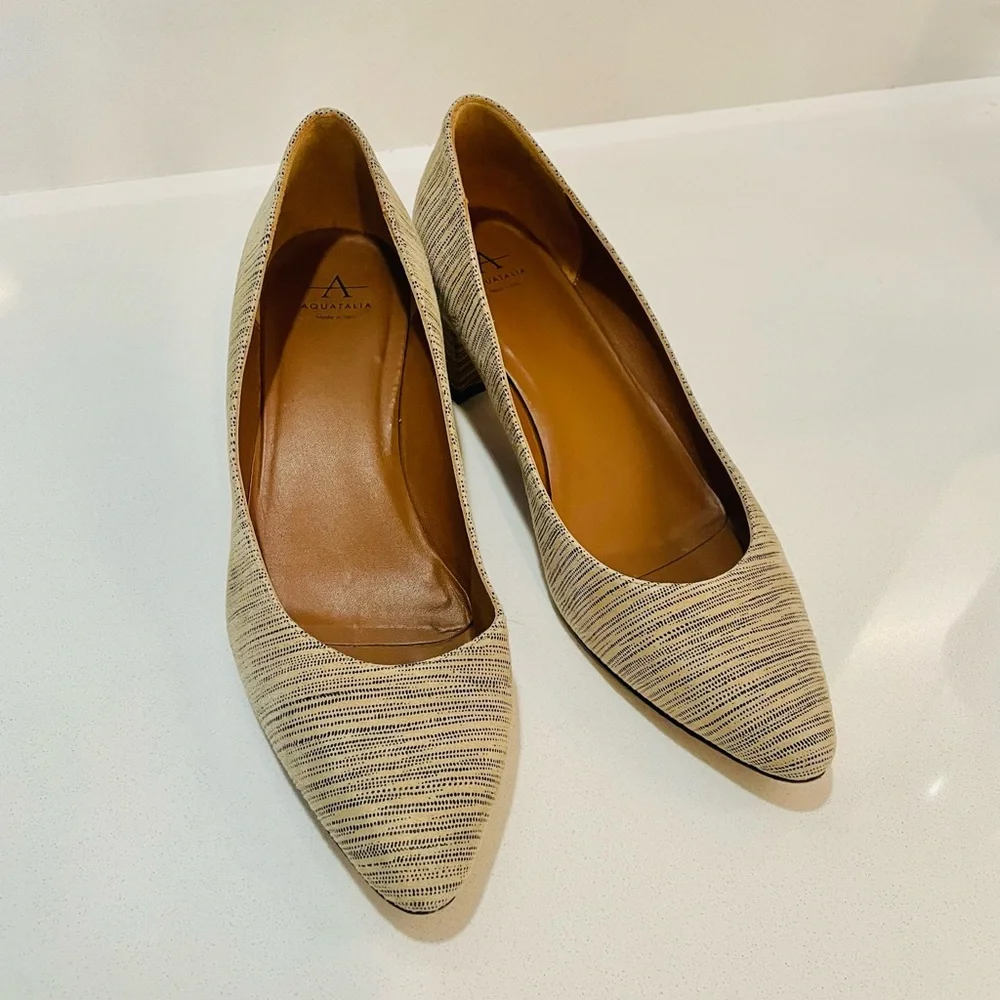 Aquatalia Pasha Stripped Block Heeled Pump